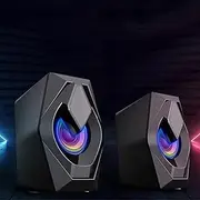 2 Pcs Computer Speakers, Colorful Lighting Desktop Computer Laptop USB Wired Audio, Subwoofer Stereo Sound Speakers, for PC Desktop Compact Stereo Speaker/1084