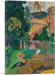 ARTCANVAS Landscape with Peacocks 1892 Canvas Art Print by Paul Gauguin