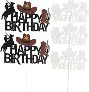 ULDIGI 5pcs Cowboy Cake Toppers Unique Western Theme Birthday Decorations for Cakes Cupcakes Muffins for Cowboy Parties Showers Non Bake Attention Grabbing Decor