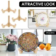 Plate Stands for Display 6'' Plate Holder Bamboo Wood Picture Frame Stand Decor✜