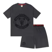 Manchester United FC Manchester United Mens Pyjamas Short Loungewear OFFICIAL Football Gift Grey Crest Large
