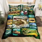 King Barracuda Comforter Cover Set Sea Bass Pattern Bedding Set Theme Fishing