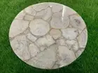White Agate Coffee Table Top, Agate Stone Center Garden Furniture Table Decor