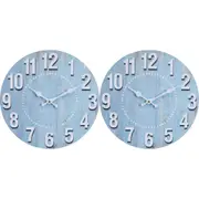 2x LVD Mist Hanging Wall Clock Analogue 34cm Round Home/Office Room Decor