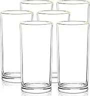 Highball Glasses Set of 6, 435ml/ 15oz Clear Glass Tumbler Drinking Water Glasses Tall Glass Cups Mixed Drink Cocktail Glass Set Tom Collins Bar Glassware for Juice Whiskey Beer Iced Coffee