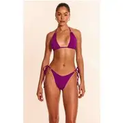 Purple Mini O Ring Tie Side Bikini Bottoms, Purple