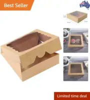 9inch Brown Bakery Pie Boxes,Large Kraft Cookie Boxes with PVC Window Natural...