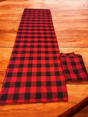 Buffalo Check Red and Black Valance Set of 2 new