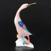 Herend Rust Fishnet with Gold "Kingfisher" Porcelain Figurine