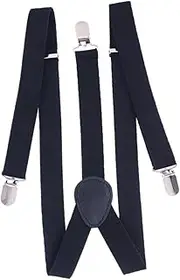 [Healeved] Men's Suspenders Black 2.5cm Thin Suspenders 3 Metal Clips Elastic for Tux Casual Formal Wear