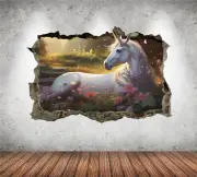 Unicorn Magic Wall Decal 3D AI Graphic Wall Sticker Decor Fantasy Mural KW141