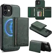 GoshukunTech for iPhone 11 Wallet Case with Card Holder,for iPhone 11 Magnetic Case[Detachable Card Pocket] Leather Flip Cover[Support Magsafe or Wireless Charging]-Green