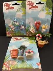 Lot of 3 + Mini Fairy Garden House Gnome Beach Resin Figures