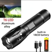 Powerful T6 LED Flashlight Super Bright Aluminum Portable Torch USB Rechargeble