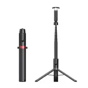 AB403 Wireless Bluetooth Selfie Stick 360 Degree Rotatable Foldable Selfie Stick Multifunctional Mobile Phone Tripod-Red