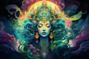 Goddess Tara UV tapestry, Blacklight Reactive, Psychedelic Wall Hanging DMT