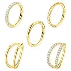 5Pcs 18G Surgical Steel Nose Rings Hoop for Women CZ Clicker Hinged Septum Ri...