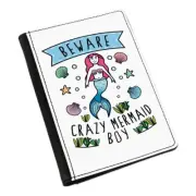 Beware Crazy Mermaid Boy Passport Holder Cover Case Wallet - Funny