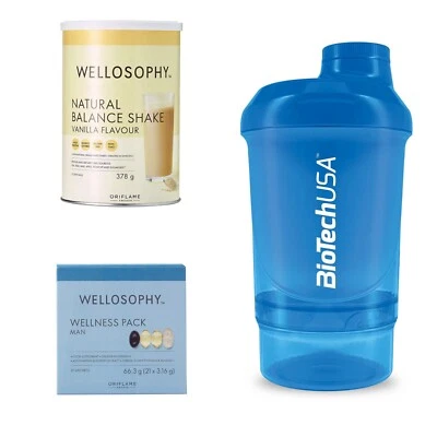 Oriflame Wellosophy Natural Balance Vanilla Shake +WellnessPacK MAN+shaker spoon