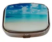 Life's a Beach Small Daily Medication Pill Box Organizer Case for Pocket Purse