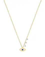 Meira T Diamond & Blue Sapphire Two Tone Gold Evil Eye Necklace, 18