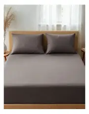 [Royal Comfort] 1500TC Cotton Rich Double Fitted Sheet Set 3 Piece in Dusk Grey