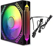 120mm ARGB Case Fan, RGB Fan 5V 3 Pin Addressable Cooler Fan, CPU Computer Water Cooler LED Cooling Case Fan, Up to 2000RPM Cooling Fan for CPU Cooler (Reverse Blade Black)