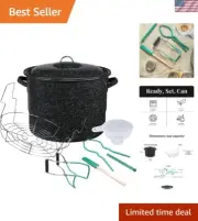 8 Piece Enamelware Water bath canning Pot with Canning kit and Rack. Canning ...