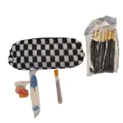 31pcs Crochet Hook Set W/ Needles Stitch Markers Scissors Case Black Gold White