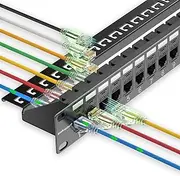 Patch Panel 24 Port Cat6a with Coupler Keystone, Cat6 Network Patch Panel 10G No Punch Down, Time-Saver Ethernet 1U Rj45 Patch Panel with Sturdy Back Bar, Rackmount 19 Inch Patch Panel
