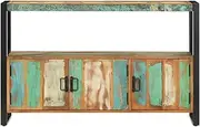 Solid Reclaimed Wood Sideboard 120cm, Buffets & Sideboards for Living Room, Powder-Coated Steel Base, Eco-Friendly & Durable Storage Solution