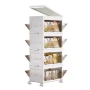 4 Tier Stackable Plastic Storage Bins with Lid & Wheel, 144QT Collapsible Sto...
