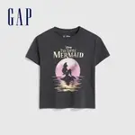 GAP 女幼童裝 GAP X DISNEY 迪士尼聯名 小美人魚印花短袖T恤-碳黑色(712877)