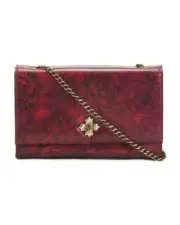PATRICIA NASH Giada Etched Roses Leather Crossbody Bag w Chain Strap - NWT