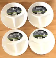 4 Pc Set Plate Dish Corelle Livingware Separated Divided Dish White New