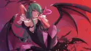 Anime girls red background cyan hair blushing pointy Playmat Gaming Mat Desk