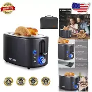 Stylish 2-Slice Toaster with Led Display, Bagel & Defrost Functions in Black