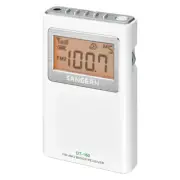 Sangean AM/FM-Stereo Pocket Digital Clock Radio with Earbuds White DT-160