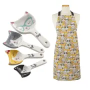 Davis & Waddell Kitty Crew Measuring Spoons and The Cat Collective Apron