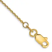 14K Yellow Gold 10 Inch .95mm Diamond-Cut Cable With Lobster Clasp Anklet
