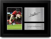 HWC Trading FR Leigh Halfpenny Wales Gifts Printed Signed Autograph Picture for Rugby Union Fans - A4 Framed