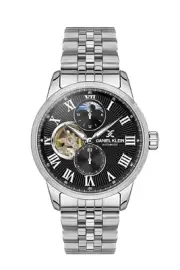 Daniel Klein Skeleton Automatic Men Black Stainless Steel Watch