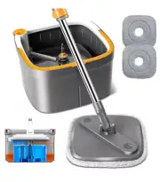 Spin Square Mop M16 Square Spin Mop and Bucket Set, with Dirty/Clean Water