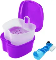 Colorful Denture Bath Case with Brush, Denture Cup Soaking Holder False Teeth Co