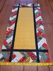 Red/Green/Gold Christmas Themed Quilt- Top Table Runner (18.75" x 39.5")