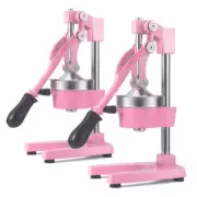 NNEAGS 2X Manual Juicer Hand Press Juice Extractor Squeezer Orange Citrus Pink