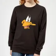 Looney Tunes Daffy Duck Face Women's Sweatshirt - Black