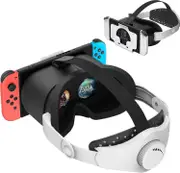 Upgraded VR Headset for Nintendo Switch & Switch OLED Model, Switch VR Glasses with Adjustable HD Lenses and Head Strap with Rotary Button Black White
