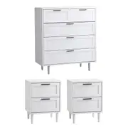 Oikiture 5 Chest of Drawers and 2 Bedside Tables Nightstand Bedroom Set White