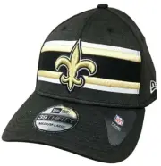 New Orleans Saints New Era 3930 Flex Fit Size Small/Medium Striped Front Hat Cap